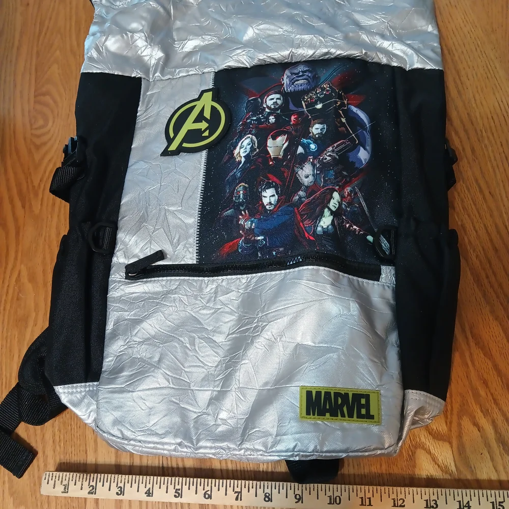 New With Tags Marvel Avengers Silver and Black Backpack Captain America Iron Man